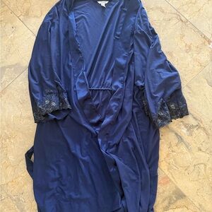 Soma Blue Lace Trim Robe Intimates Sleepwear